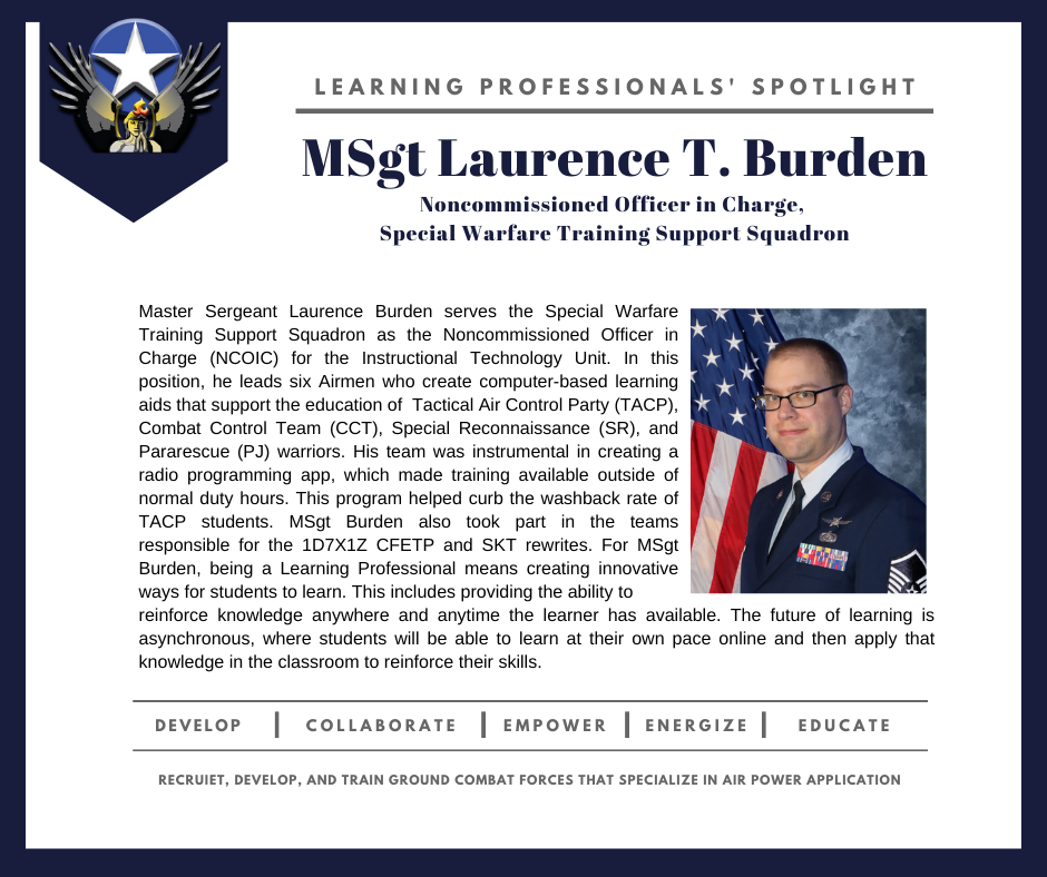 LP Spotlight Apr 22 - MSgt Laurence T. Burden